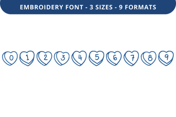 Talking Hearts Font 0 to 9: Personalize with Embroidery Charm